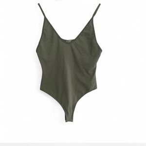 FREE PEOPLE INTIMATELY KHAKI GREEN SPAGHETTI STRAP THONG BODYSUIT SIZE MEDIUM